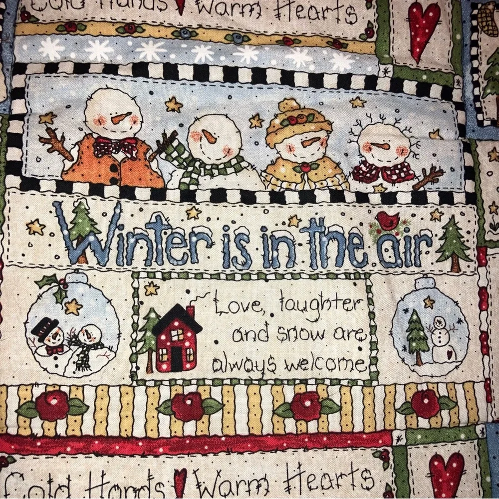 Autumn Harvest & Winter Snowman Double Side Throw Blanket 42x44 inches‎